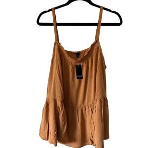 Torrid Women's Plus Size Tan Crinkle Gauze Crochet Tank Top - Size 2 - NWT